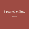 I PEAKED ONLINE - brick